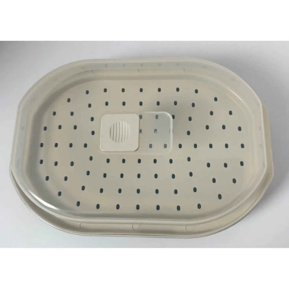 Vintage Progressive Miracle Ware Microwave Steamer Beige 3-Piece Set Vented Lid